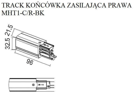 Końcówka zasilająca DOBA TRACK prawa czarna (MHT1-C/R-BK) - MAXlight