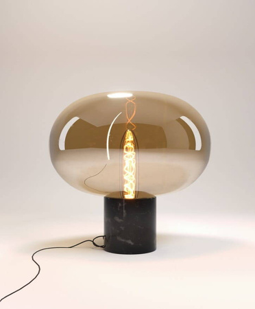 Lampa stołowa MOONSTONE - czarny marmur z bursztynowym szkłem (T0058) - MAXlight