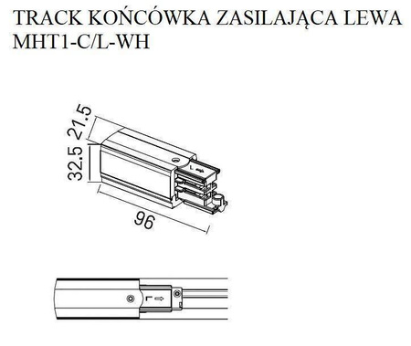 Końcówka zasilająca DOBAC TRACK lewa biała (MHT1-C/L-WH) - MAXlight do systemów oświetleniowych.