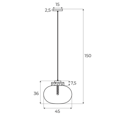 Lampa wisząca MOONSTONE czarny marmur z bursztynowym szkłem (P0516) - MAXlight