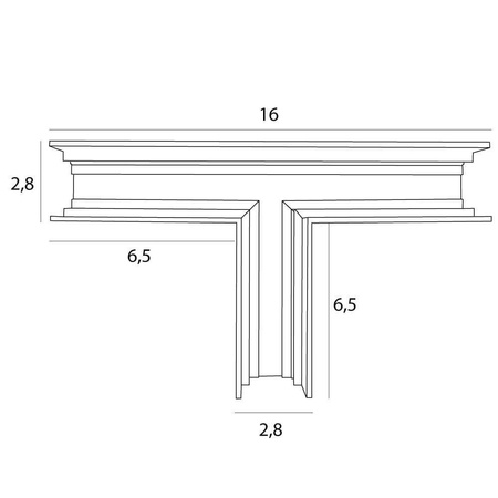 MAXlight (MT0015) – Łącznik T głęboki do montażu na ścianie lub suficie, kompatybilny z szynami MT0001 i MT0002.