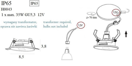 MAXlight (H0043) Oprawa wpuštowa okrągła IP65, Chromowana, Stylowy design do każdego wnętrza!