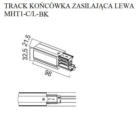 Końcówka zasilająca DOBAC TRACK lewa czarna (MHT1-C/L-BK) - MAXlight w eleganckim stylu!