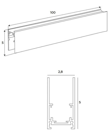 MAXlight (MT0001) Głęboka szyna magnetyczna natynkowa 1m w kolorze czarnym