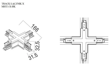 Łącznik "X" DOBAC TRACK czarny (MHT1-X-BK) - MAXlight – idealne rozwiązanie dla Twojego oświetlenia!