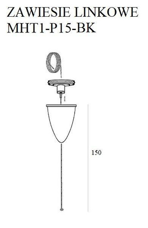 Zawiesie linkowe MAXlight czarne 1,5 m z regulacją (MHT1-P15-BK) - idealne do nowoczesnych wnętrz!