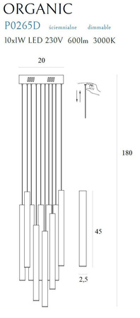 Lampa wisząca ORGANIC złota szczotkowana (P0524D) - MAXlight