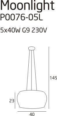 Lampa wisząca MAXlight MOONLIGHT średnia (P0076-05L) - elegancki żyrandol do nowoczesnych wnętrz