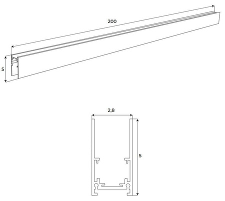 MAXlight (MT0002) Magnetyczna Szyna Głęboka Natynkowa 2m - Kolor Czarny