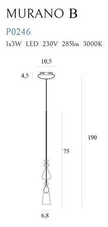 Lampa wisząca Murano MAXlight (P0246) - elegancki żyrandol do nowoczesnych wnętrz.