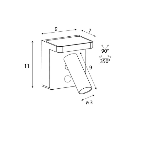 Kinkiet LOFER z indukcyjną ładowarką, czarny (W0374) - MAXlight