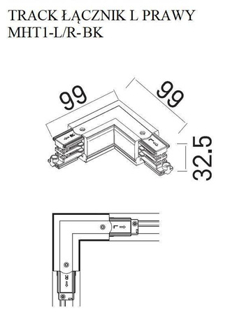 Łącznik "L" DOBAC TRACK prawy czarny (MHT1-L/R-BK) - MAXlight Elegancja i funkcjonalność w jednym!