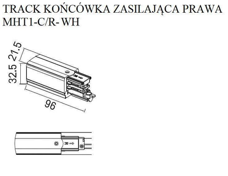 Końcówka zasilająca DOBAC TRACK prawa biała (MHT1-C/R-WH) - MAXlight Elegancja i funkcjonalność w najlepszym wydaniu.
