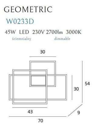 Kinkiet LED GEOMETRIC ściemnialny MAXlight (W0233D) – nowoczesne oświetlenie do Twojego wnętrza!