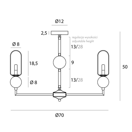 MAXLIGHT P0633 LAMPA WISZĄCA NOVA GOLD 7L
