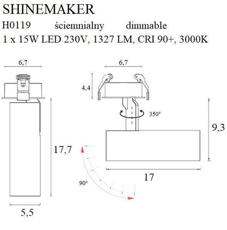 Lampa wpuszczana MAXlight SHINEMAKER ściemnialna (H0119) - eleganckie oświetlenie do wnętrz.