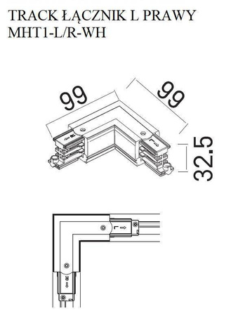 Łącznik "L" DOBAC TRACK prawy biały (MHT1-L/R-WH) - MAXlight Elegancja i funkcjonalność w jednym!