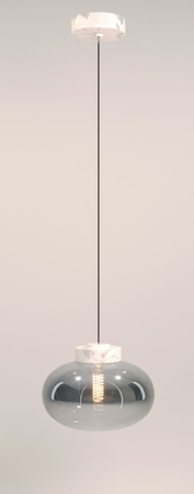 Lampa wisząca MOONSTONE – biały marmur i szkło dymione (P0517) - MAXlight